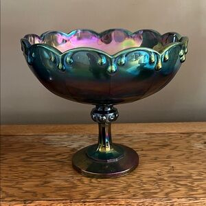 Iridescent Glass Pedestal Bowl